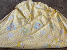 vtg yellow checkered crib fitted sheet baby