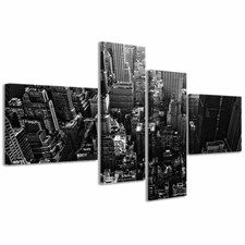 Quadro Moderno 200 x 100 cm Stampa su Tela Canvas 4 pz New york black and white