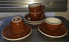 2 x Nuova Point Espresso-Tassen mit Unterteller - Mokkatassen - halbrund braun