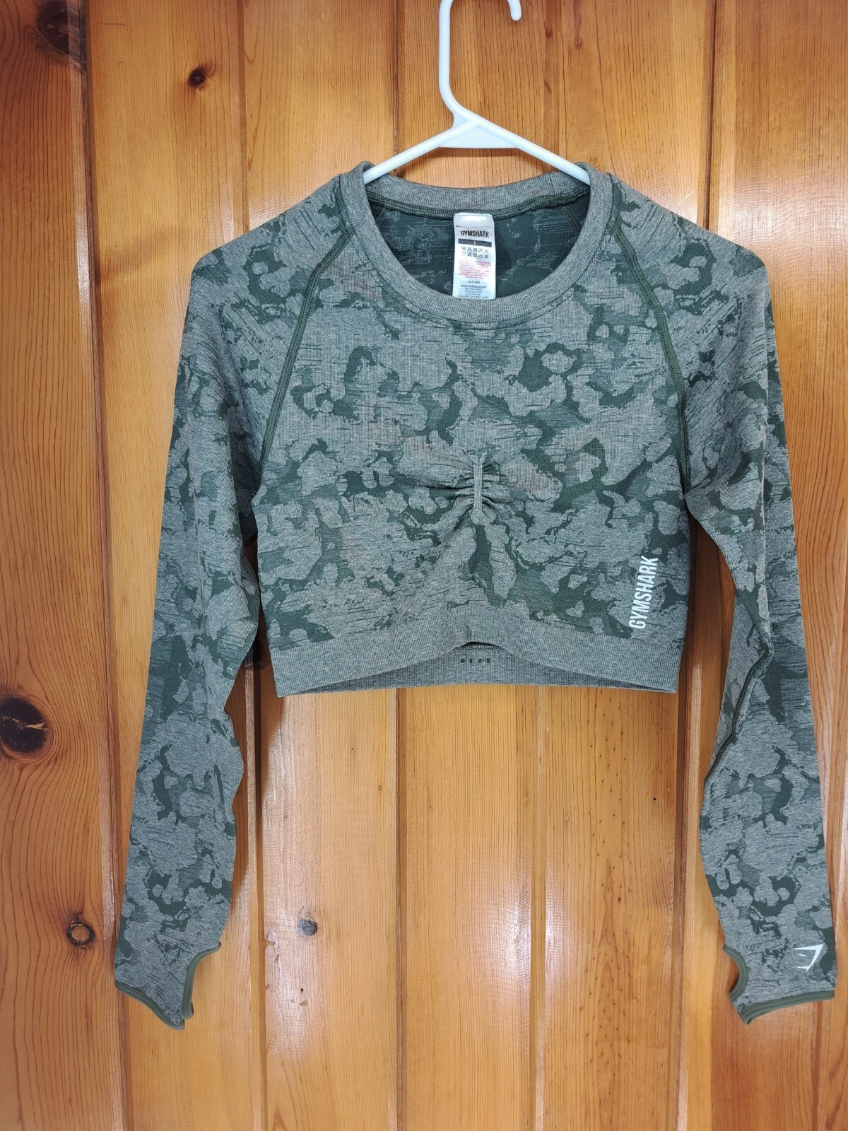 gymshark adapt camo seamless long sleeve crop top shirt