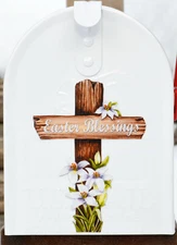 Mailbox Magnet (Partial Cover) Easter Blessing Cross White Lillies Car