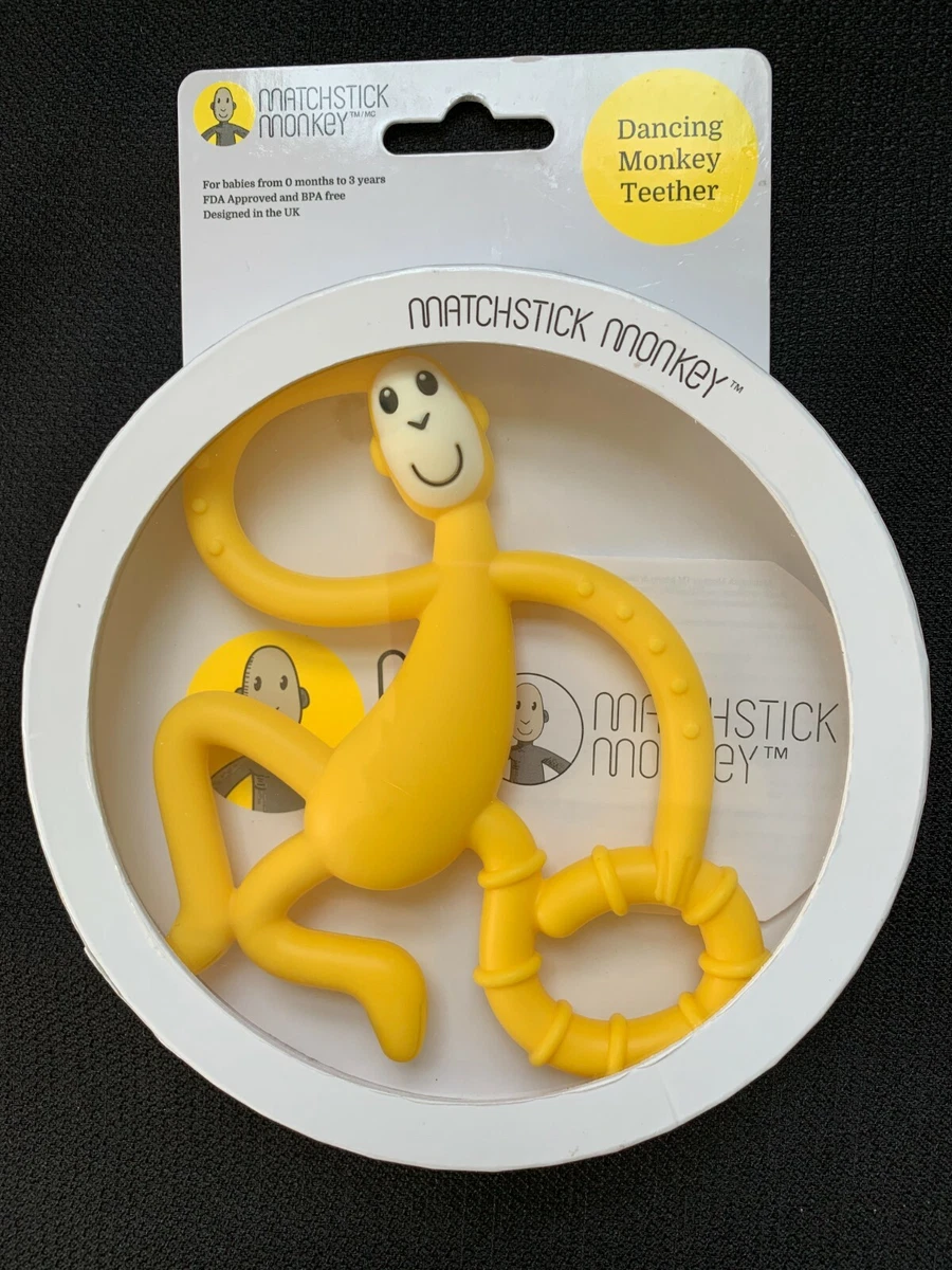 NIP Matchstick Monkey Yellow Dancing Monkey Baby Teether BPA Free