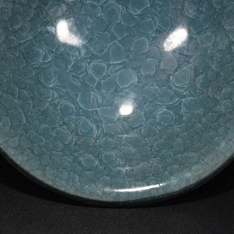 9" Antiguo Song Dinastía Porcelana ru Horno Esmalte Azul Grieta de Hielo Bambú Sombrero Cuenco Foto 2 de 4