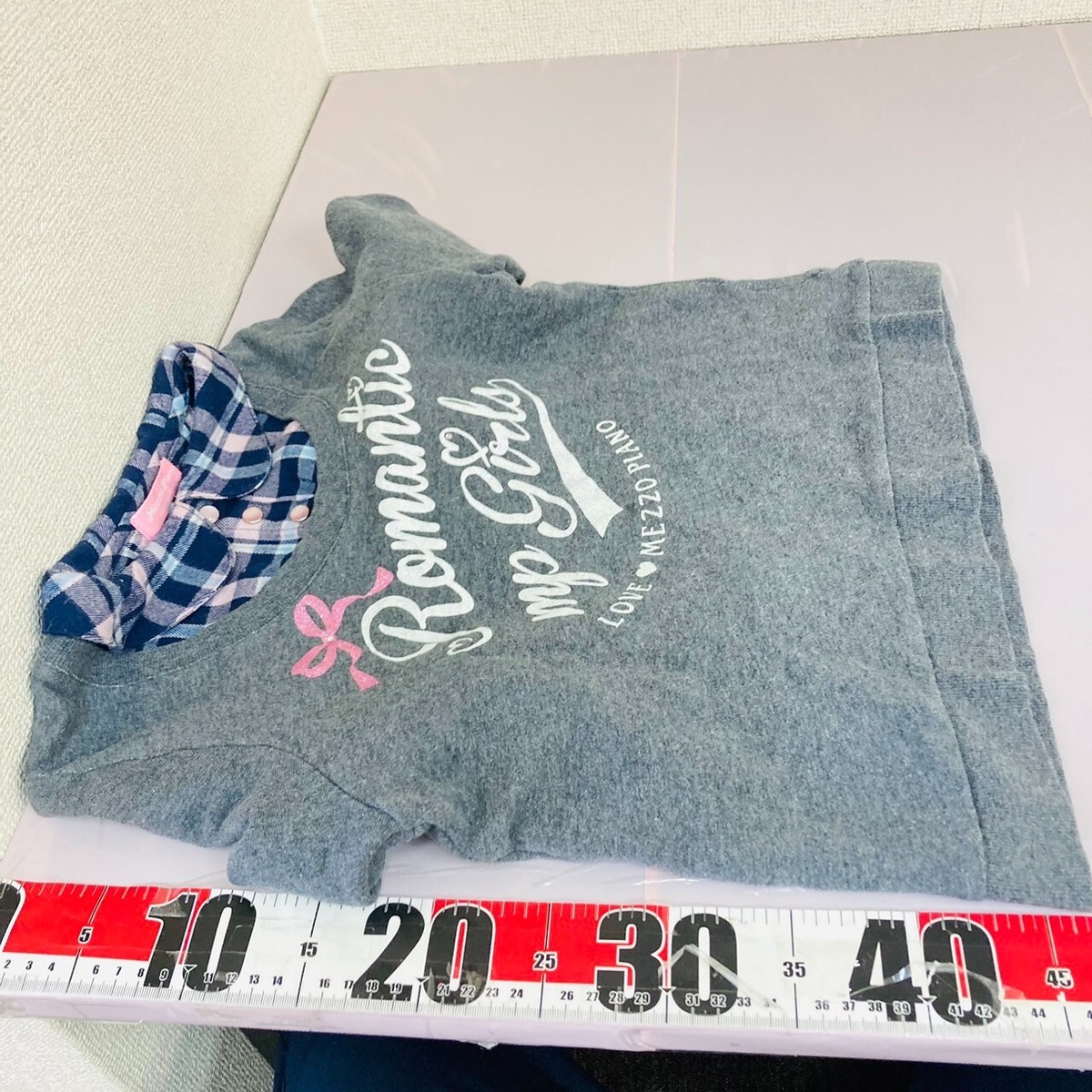 Mezzo Piano Kids T-shirt 150 Ribbon Long Sleeve Check