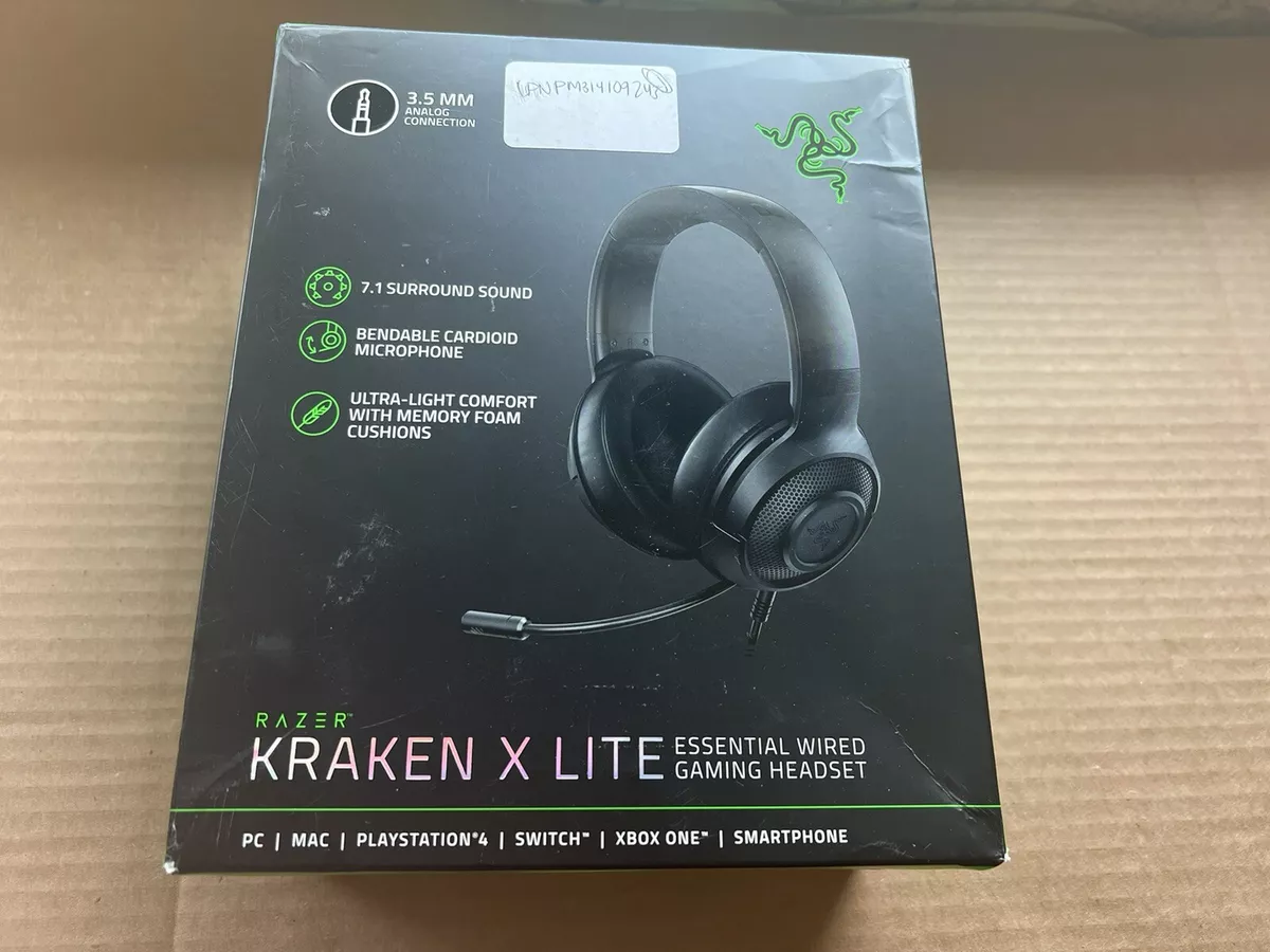 Razer Kraken X Lite Ultralight Gaming Headset: 7.1 Surround Sound Capable  Lightweight Frame Bendable Cardioid Microphone for PC, Xbox, PS4, Nintendo  Switch - Classic Black 