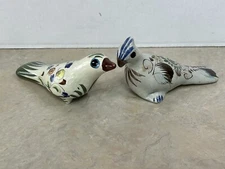 Tonala Mexican Pottery Dove Pigeon Bird Folk Art Figurine Lot Of 2 Birds