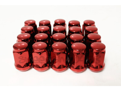 Z RACING 20-Piece Red 14x1.5mm Lug Nuts – 19HEX 35mm Closed-End Bulge – Steel