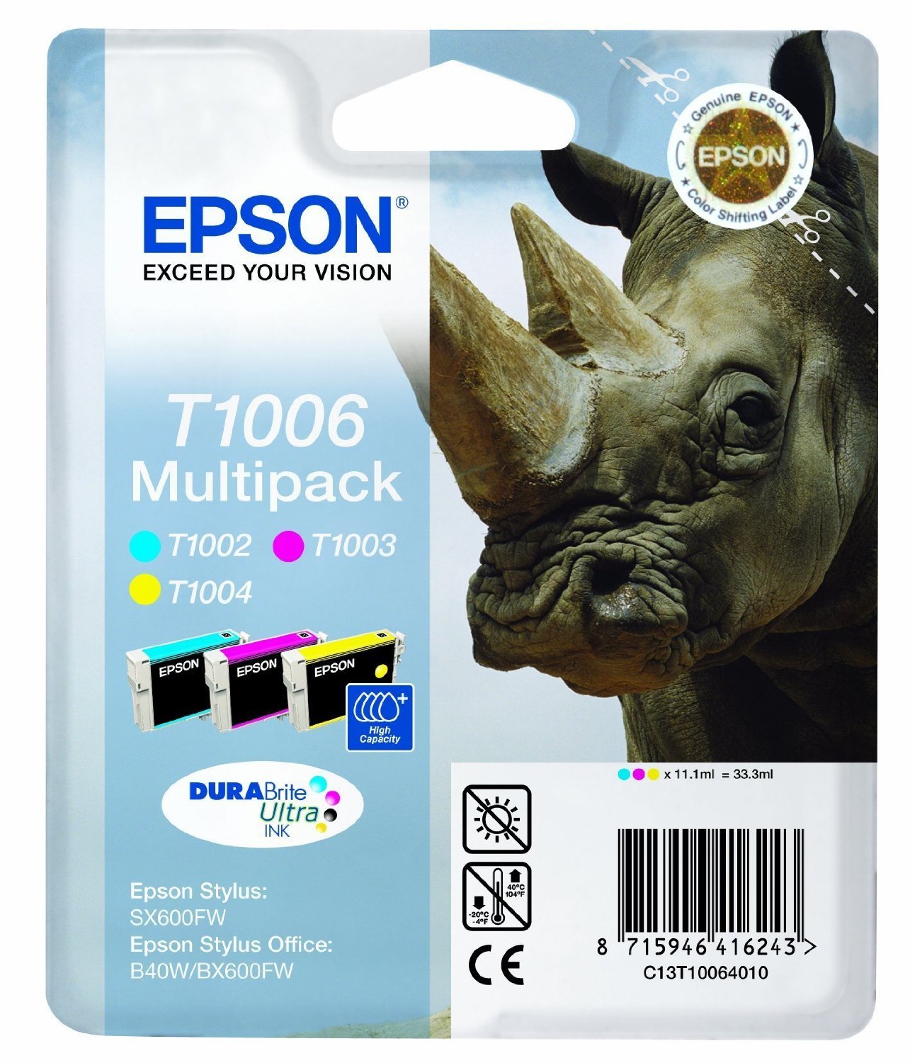 Cartouches Epson T1006 encre de rechange jet d'encre couleur T1002 T1003 T1004