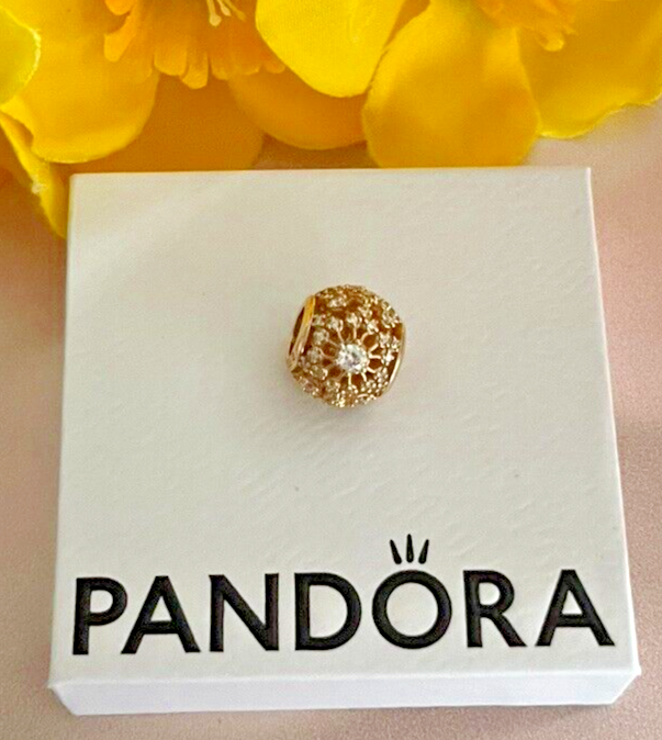 BN Pandora 14K Gold Inner Radiance Openwork Charm with Clear