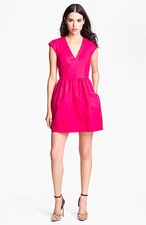 NEW FRENCH CONNECTION V-Neck Cotton Fit & Flare DRESS $228 UK 14 US 10 FR 42