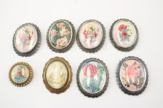 Thomas Lee Mott Broschen Floral Vintage Reifrock Dame signiert Markenware x 8