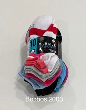 K. Bell Women's 10 Pairs No Show Fit Lycra Socks, Multicolor, Shoe Size: 5.5-10