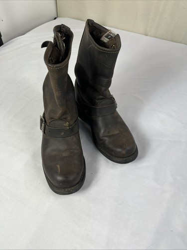 FRYE Veronica Short Brown Leather Belted Riding Biker Boots Womens 7.5 791307