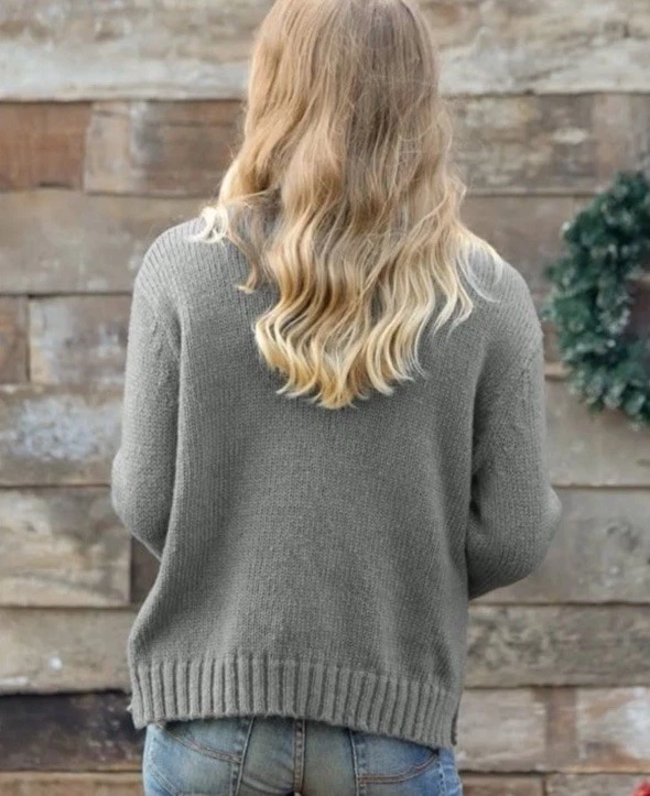 Suéter Grueso Navidad Gris Pullover Tejido Madera Envíos Para Mujer Talla M/L Believe Foto 2 de 4