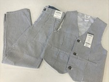 Dressed Up by Gymboree boys 7/8 Slim Pin Stripped Suit adjustable Waist Gray