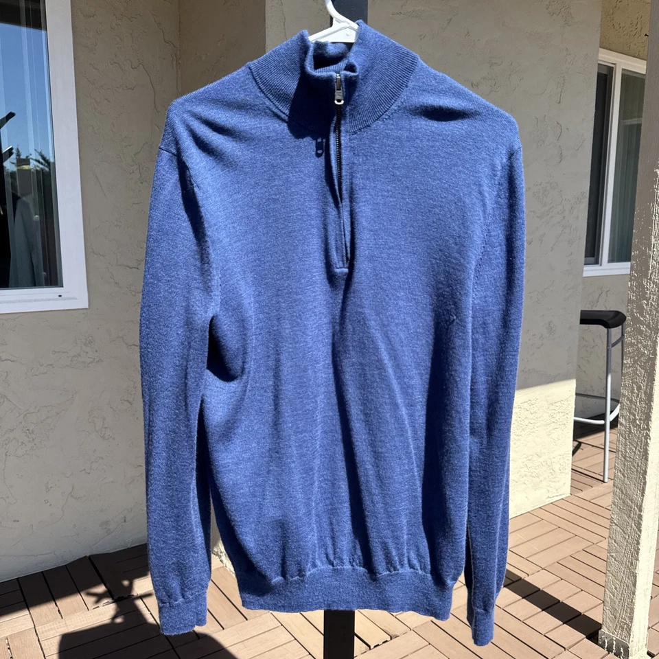 Gap 1/2 Zip Sweater Men M Extra Fine Merino Wool Pullover College Preppy V Neck - Image 4 of 4