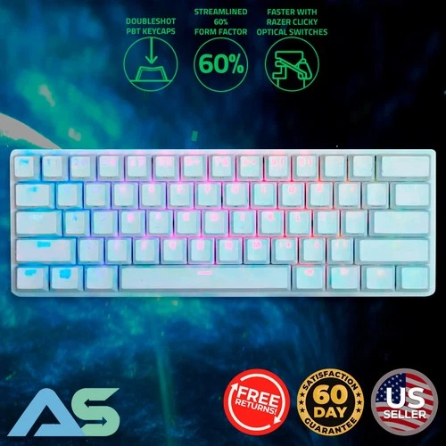 Razer Huntsman Mini 60% Wired Gaming Keyboard Clicky Optical Purple Switches 🐍