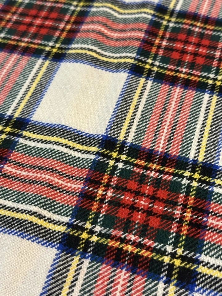 100% Wool Plaid Fabric 60" X 2.75 Yards Red Blue Green Yellow Blue White Black - Image 3 of 4