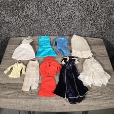 Vintage Doll Clothes Lot 10pc Dresses Skirt Suit Jacket Pants Outfits