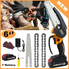 Mini Chainsaw Cordless Portable 6in Small Handheld Electric Chain Saw 1-Battery