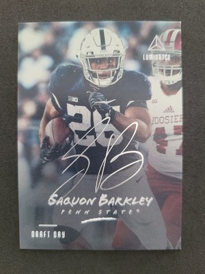 2018 Panini Luminance, Saquon Barkley, On Card Silver Auto, Draft Day
