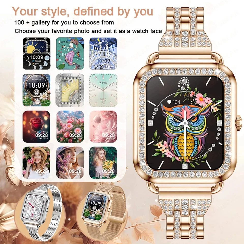 2025 Smart Watch For Women Diamond Bezel Bluetooth Call Sport Fitness Smartwatch - Image 3 of 4