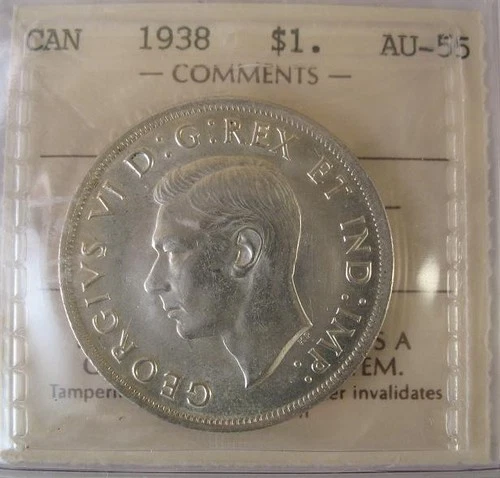 1938 Canada One Dollar - ICCS, AU-55