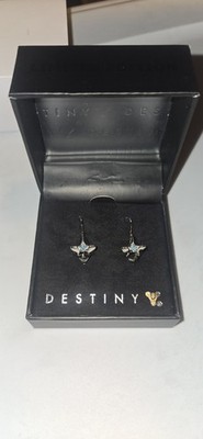 Bungie RockLove Destiny Ghost Earrings Silver + Crystal Original Design Retired