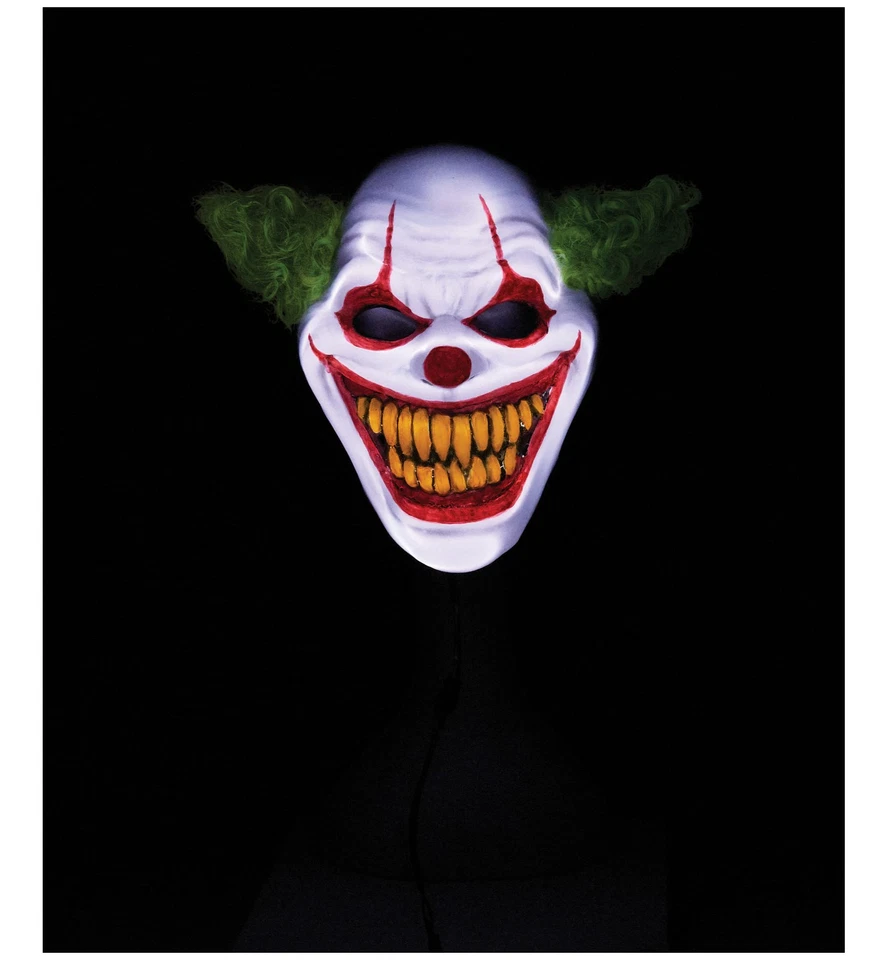 Ha Ha Homocidal Horror Clown Joker Evil Adult Mens Costume Light Up 1/2 Mask - Image 2 of 2