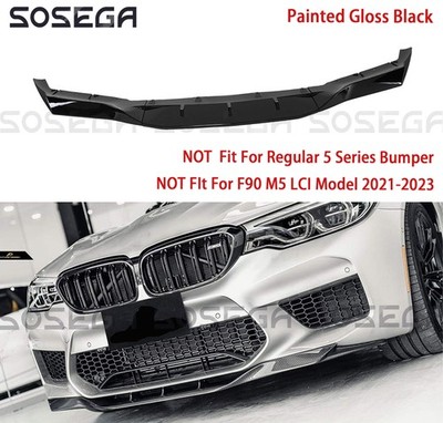 For BMW F90 M5 Competition 2018 2019 2020 Gloss Black 3Pcs Front Bumper Lip Kit