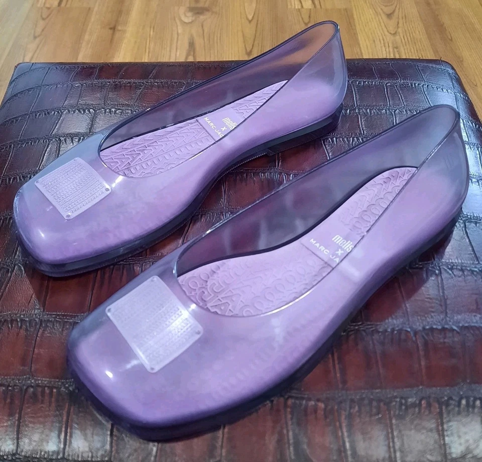 Raro MARC JACOBS + MELISSA Colaboración LILA Rubí Bailarina Planos Diseñador Talla 8 XLNT Foto 2 de 4