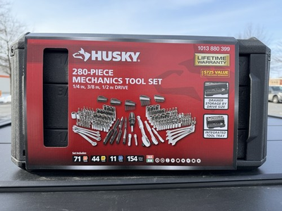 #ad Husky 280 Piece Mechanics Tool Set w Hard Case SAE Metric Socket Wrench Ratchet $119.95