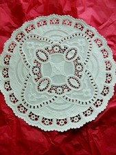 4 PCS VTG 12" INCH light Green VERDIGRIS PAPER LACE FLORAL FLOWER ROUND DOILY