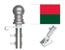 Madagascar 3'x5' Polyester Flag & Spinner Flagpole Set w/Adjustable Bracket