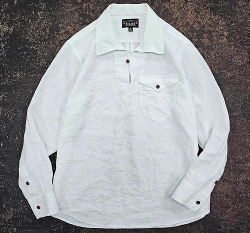 Linen Shirt Men's Long Sleeve Shirt Vintage Casual Coat Pullover Shirt White Top - Picture 3 of 11