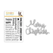 Simon Says Stamp Christmas 3x4 Clear Greetings Stamps & Merry Word Cutting Dies
