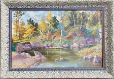 Haans Erlanger (1891-1958) Oil Painting Romantic Waldgewässer With Birch