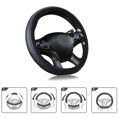 PU Leather Car Steering Wheel Cover Good Grip Auto Car Accessories 15"/37-38CM - Bild 14 von 22