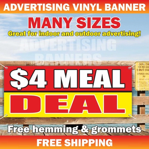 $4 MEAL DEAL Advertising Banner Vinyl Sign breakfast dinner lunch discount sale