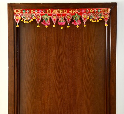 Hippie Indian embroidered Toran door valances wall hanging Lakshmi Ganesh Decor - Picture 3 of 6