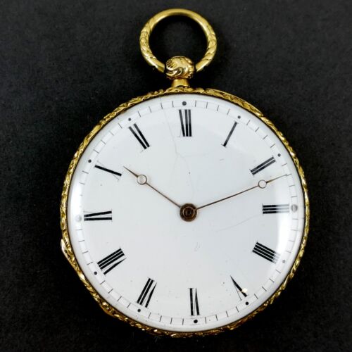 ANTIQUE 18K GOLD MARKED FRENCH POCKET WATCH NO. 5713 RUE ST HONORE A PARIS