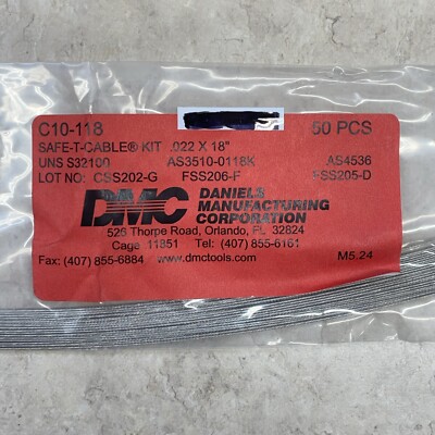 DMC Tools C10-118 Safe-T-Cable .022 X 18'' 321 S/S Cables & Ferrules 50 Pcs