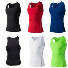 Mens Stretch Compression Workout Base Layer Tank Top Sports Vest Singlet T-Shir  