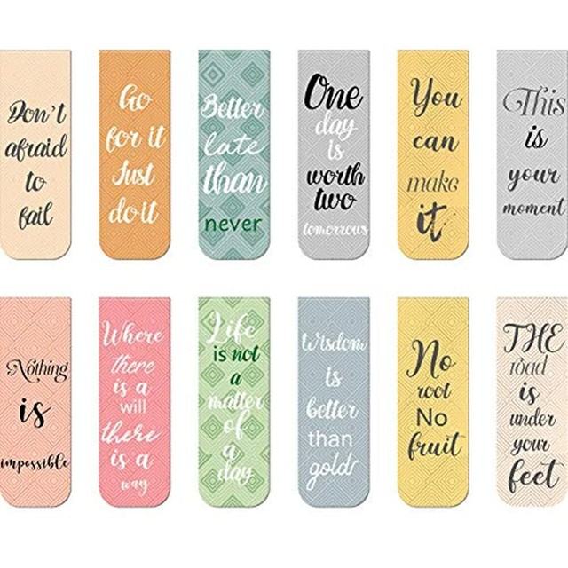 48 pieces magnetic bookmarks with inspirational quotes motivational