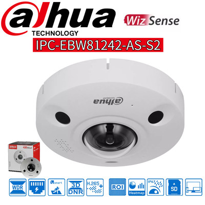 Dahua 12MP Fisheye IPC-EBW81242-AS-S2 IR Audio WizMind DUAL MIC IP Camera 1.85mm