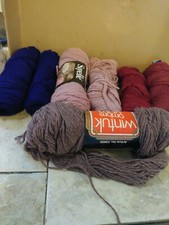 YARN REMNANTS ASSORTED MAUVE TO DARK PURPLE 1 1/3 POUND ACTUAL WEIGHT