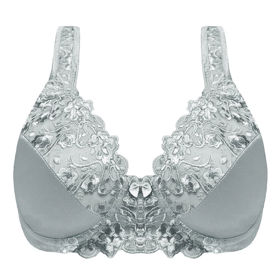 Women's Full Coverage Underwire Bra Lace Plus Size Bralette 32-54C D DD DDD GHIJ - Image 4 of 4