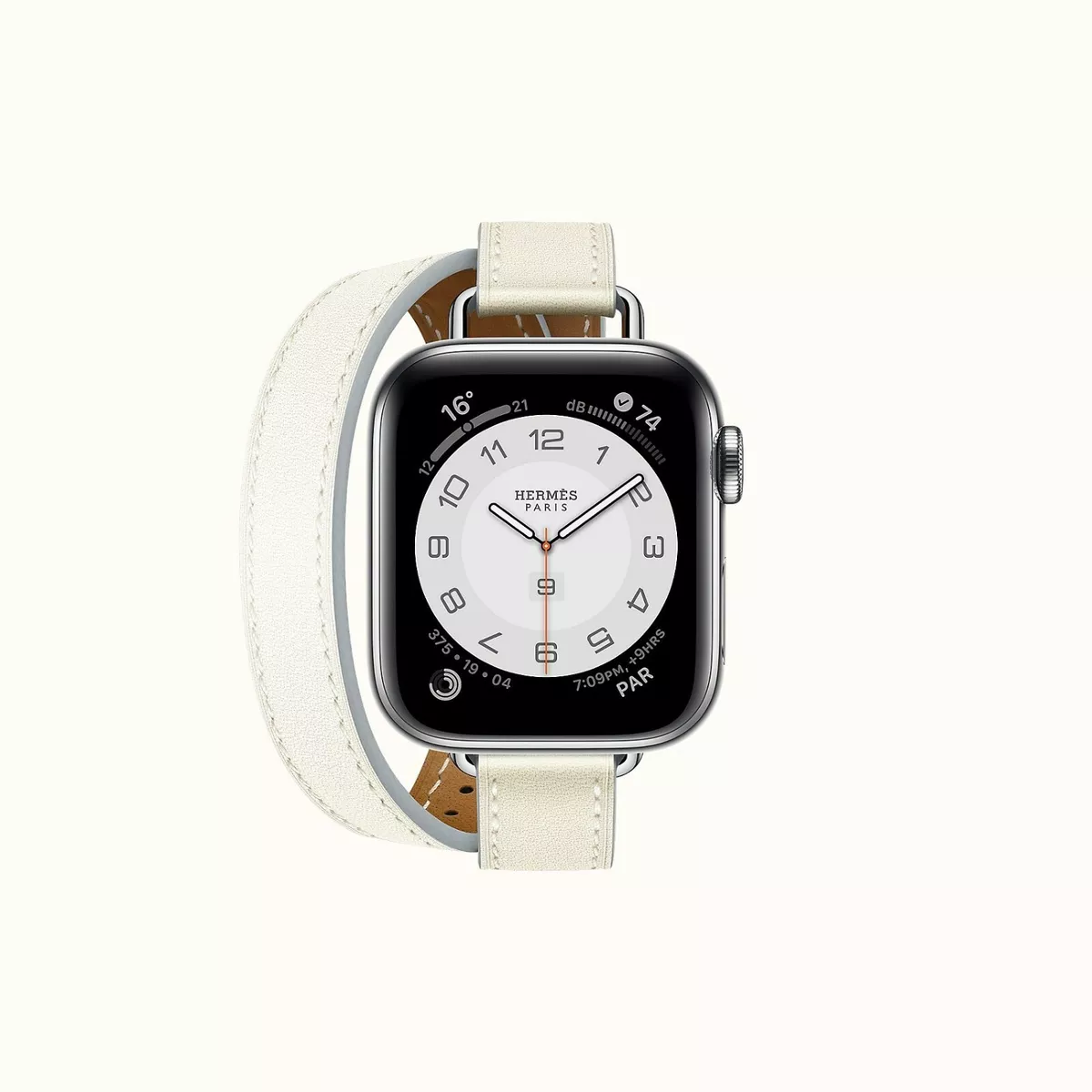 NEW-Apple Watch Series 7 Hermès - 41mm White Leather Attelage
