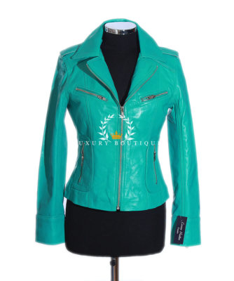 Rachel Türkis Damen Neu Smart Designer Gewachstes Lammleder Leder Mode Jacke