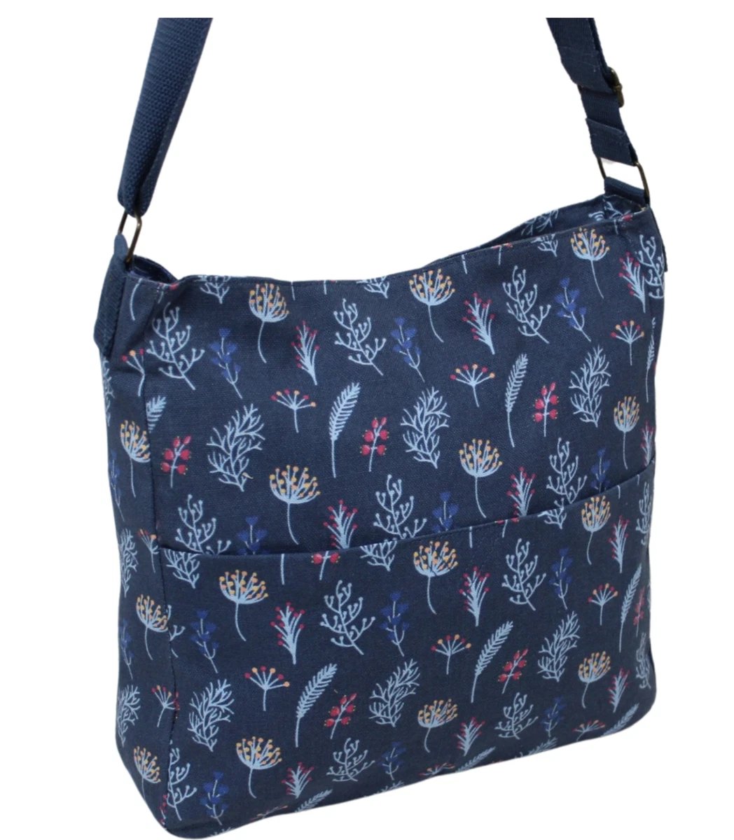 Women Large Canvas Floral Print Cross body Beach Bag Messenger